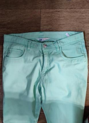 Джинсы,бирюзовые джинсы,бирюзовые штаны h&m