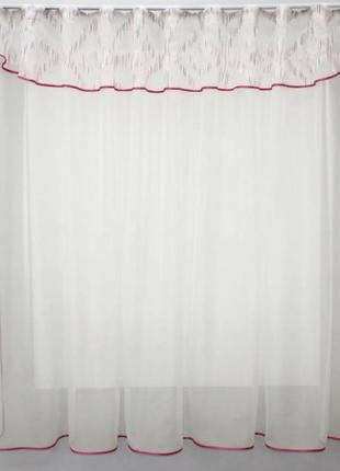Кухонна гардина (270х170см). колір молочний з рожевим