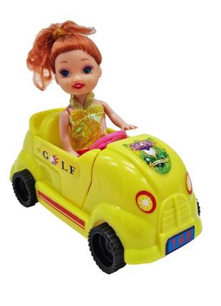 Детская кукла 689-6 в машинке (желтый)