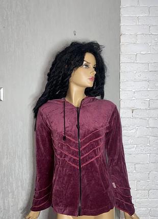 Оригинальная велюровая кофта с эльфийским треугольным капюшоном в неформальном стиле boom baba, s-m