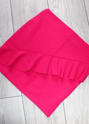 Спідниця в облипку коротка / міні / рожева фуксія в горизонтальний рубчик, туреччина, 10/38/6