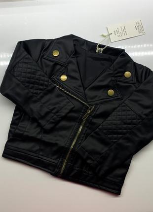 Детская демисезонная весення осенняя чёрная куртка кожанка косуха для мальчика девочки