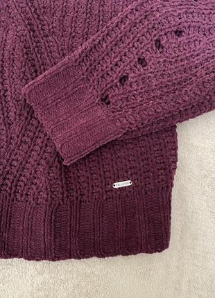 Укороченный бордовый теплый вязаный свитер2 фото