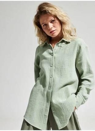 Женская повседневная рубашка из муслинового разбруждая трава, оливка 48,50,52 количество ограничено