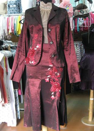 Нарядный костюм-двойка (пиджак, юбка) р.m-l4 фото