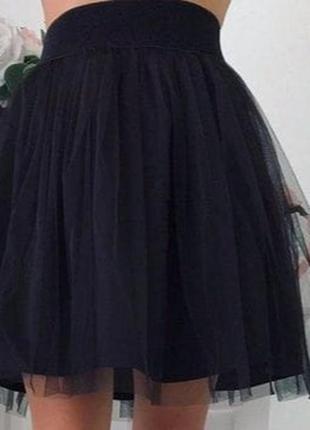 Скидка!!!!брендовая черная  юбка из фатина1 фото