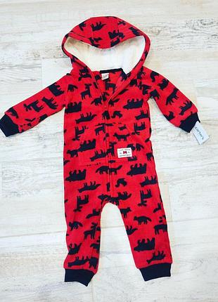 Червоний флісовий комбінезон 9м і 12м