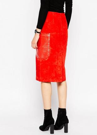 Кожаная юбка asos нюанс ткань замш потёртая 4