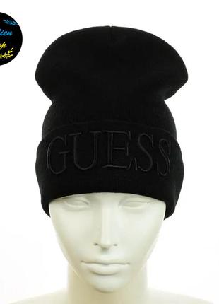 ● молодіжна шапка біні - гесс / guess - чорний ●