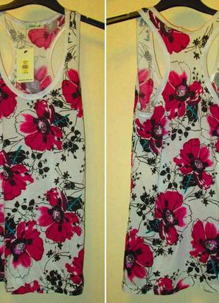 Дуже красива стильна маєчка oasis квіти натуральна розмір s