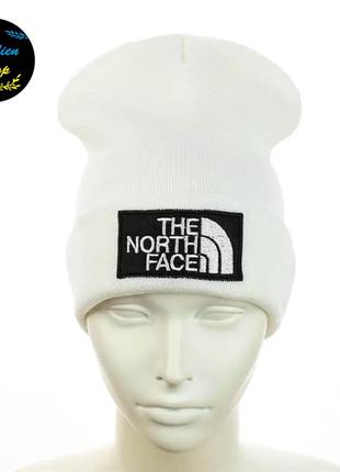 ● молодежная шапка бини - норт фейс / the north face - белый ●