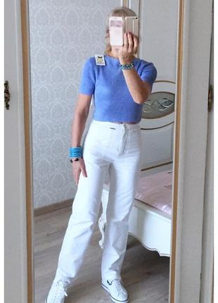 В'язаний укорочений шовковий топ s/m блакитна лаванда