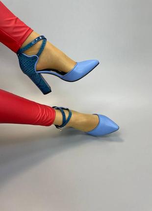 Эксклюзивные туфли из итальянской кожи и замши женские на каблуке9 фото