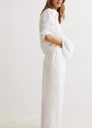 Льняные брюки кюлоты брюки капри h&m zara