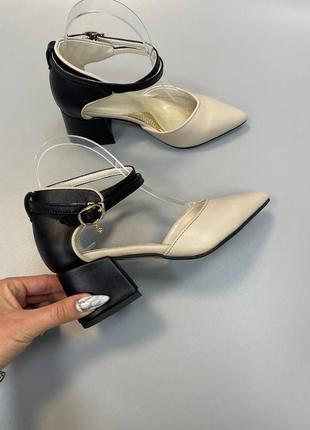 Эксклюзивные туфли из итальянской кожи и замши женские на каблуке5 фото