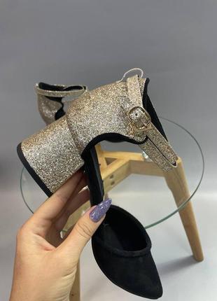 Эксклюзивные туфли из итальянской кожи и замши женские на каблуке4 фото