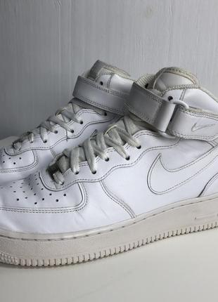 Nike air force 1 mid white мужские кроссовки5 фото