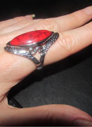 Крупное кольцо перстень с кораллом, новое! арт. 51752 фото