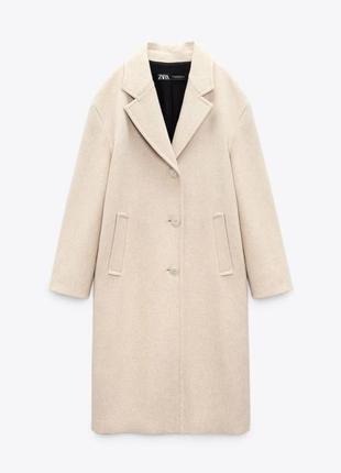 В наличии🔥 новое пальто zara шерстяное молочное пальто оверсайз4 фото
