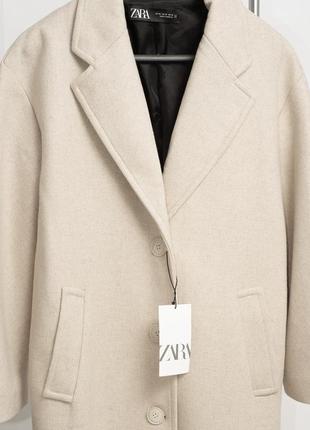 В наличии🔥 новое пальто zara шерстяное молочное пальто оверсайз8 фото