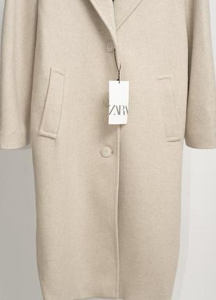 В наличии🔥 новое пальто zara шерстяное молочное пальто оверсайз9 фото