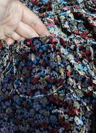 Ромпер на девочку бархатные штаны на бретелях комбинезон в цветочный принт next- 3,4 года7 фото