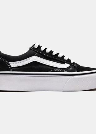 Женские кеды vans old skool black/white platform8 фото