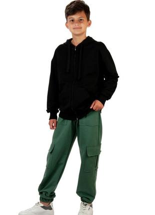 Стильні брюки карго підліткові двонитка , трендові спортивні штани з кишенями для хлопчиків підлітків, штаны карго для мальчиков с карманами3 фото