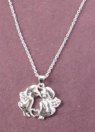 🏵шикарная подвеска на цепи кулон ангел в серебре 925 с фианитами, новый! арт. 3468
