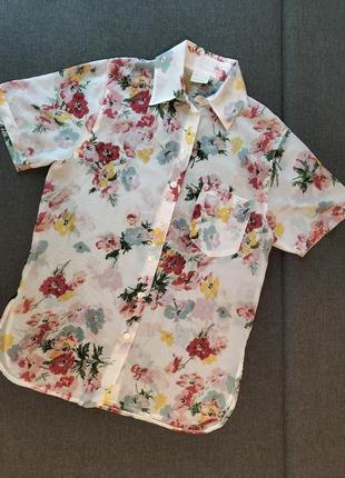 Дегкая яркая блуза рубашка в цветах