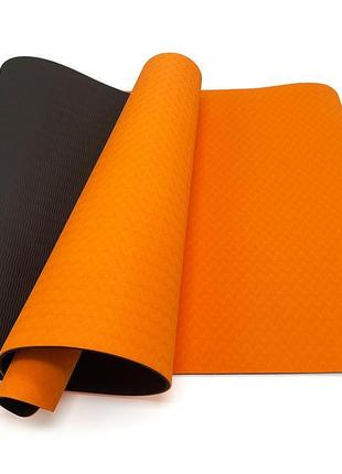 Коврик для йоги и фитнеса tpe 183 х 61 см толщина 4мм (йога мат) wcg m7