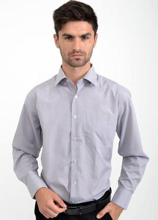 Сорочка чоловіча сіро-біла, в дрібну клітку 9#ls