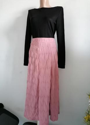 💖расклешенная юбка миди пыльно-розового оттенка💖фактурная юбка миди в стиле бохо3 фото