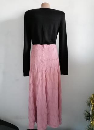 💖расклешенная юбка миди пыльно-розового оттенка💖фактурная юбка миди в стиле бохо4 фото