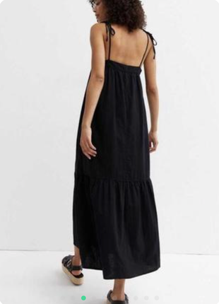 Чёрный льняной сарафан платье в стиле бохо2 фото