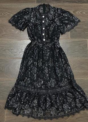 Шикарное платье нарядное гипюр кружево длинна миди8 фото