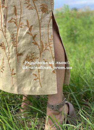 Сукня мілена бежевий меланж льняна, галерея льону, 44-56рр.7 фото