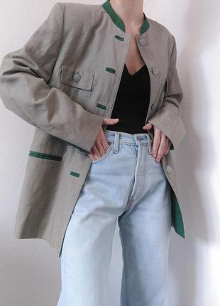 Винтажный пиджак льняной жакет винтаж пиджак лен блейзер жакет винтажный серый пиджак льняной блейзер5 фото