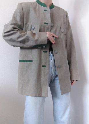Винтажный пиджак льняной жакет винтаж пиджак лен блейзер жакет винтажный серый пиджак льняной блейзер