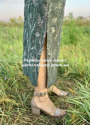 Сукня мілена зелений меланж льняна, галерея льону, 44-56рр.6 фото