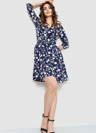 Сукня софт з поясом, колір темно-синій, 230r032-3