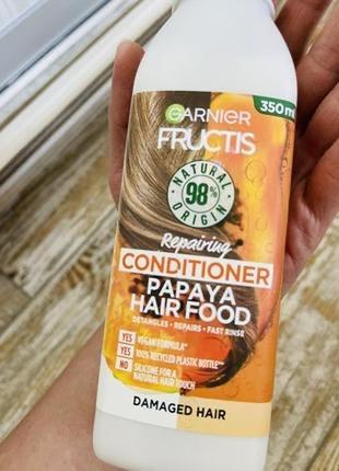 Fructis papaya hair food conditioner кондиционер для волос 350 мл.2 фото