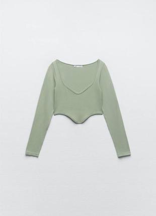 Фисташковый топ из микрофибры zara, хорошо тянется2 фото