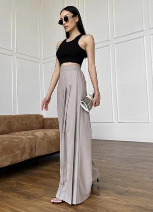 Брюки палаццо з високою посадкою клеш6 фото