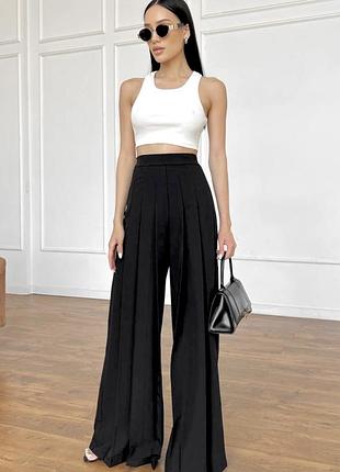 Брюки палаццо з високою посадкою клеш3 фото