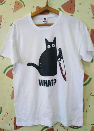 Женская футболка push it с принтом кот what