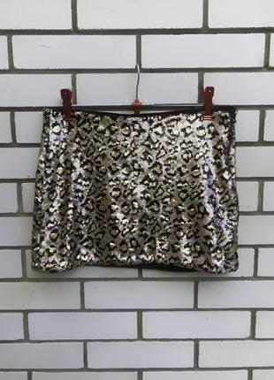 Леопардовая юбка мини в пайетки zara9 фото
