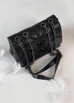 Женская сумка yves saint laurent puff mini total black ив сен лоран  кросс боди клатч2 фото