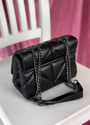 Женская сумка yves saint laurent puff mini total black ив сен лоран  кросс боди клатч6 фото