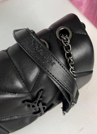 Женская сумка yves saint laurent puff mini total black ив сен лоран  кросс боди клатч7 фото